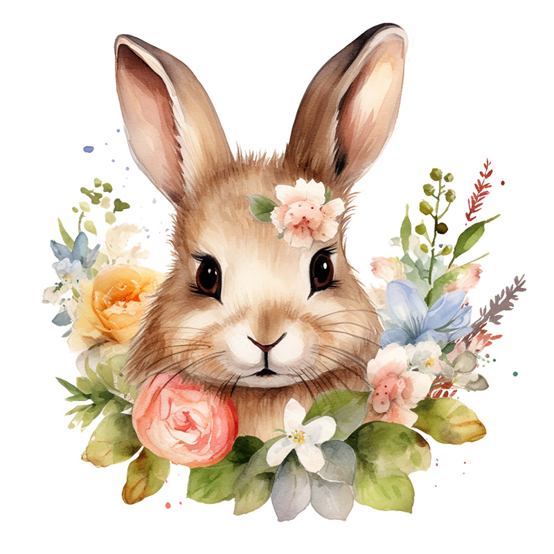 Tee Shirt Printed Watercolour Art Easter Bunnies #04 - Image 2