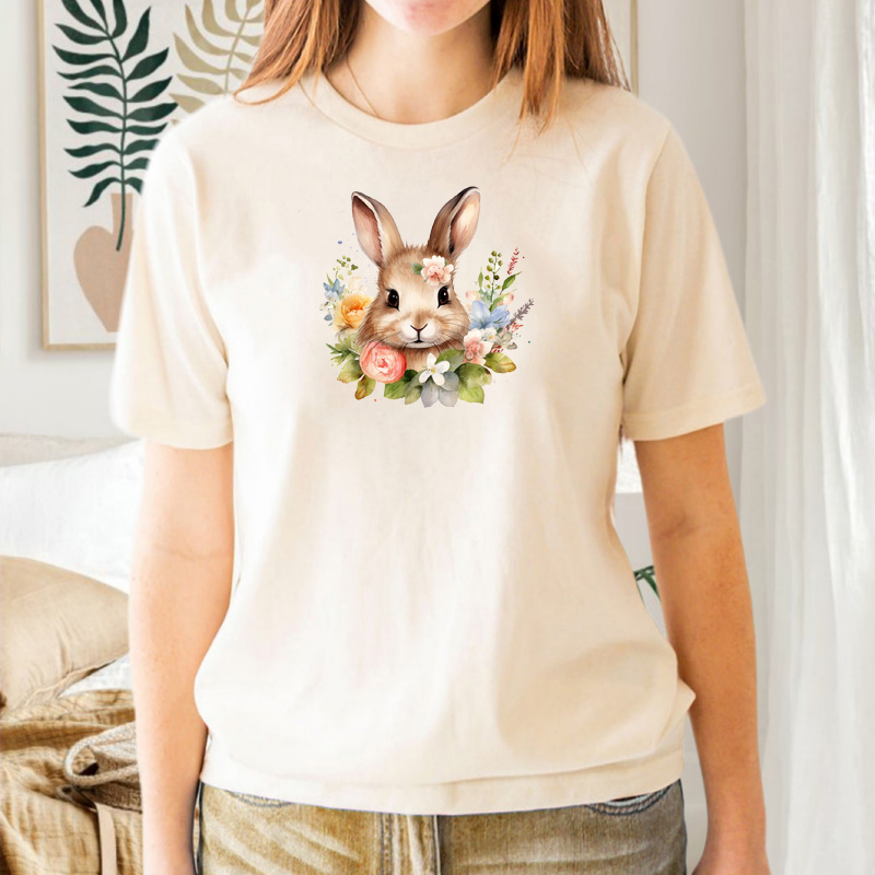 Tee Shirt Printed Watercolour Art Easter Bunnies #04 - Image 3