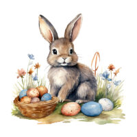 Tee Shirt Printed Watercolour Art Easter Bunnies #05