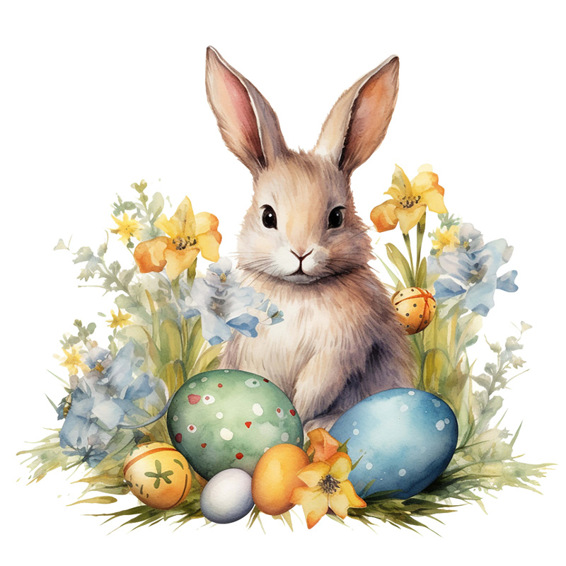 Tee Shirt Printed Watercolour Art Easter Bunnies #06 - Image 2