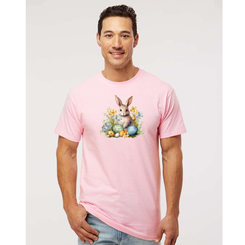 Tee Shirt Printed Watercolour Art Easter Bunnies #06