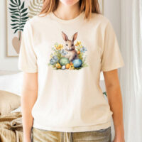 Tee Shirt Printed Watercolour Art Easter Bunnies #06 - Image 3