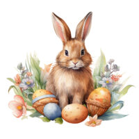 Tee Shirt Printed Watercolour Art Easter Bunnies #07