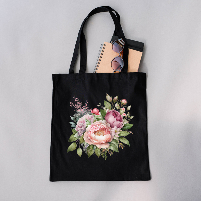 15”W x 16”H 5oz Cotton Shopping Tote Black & Natural Mix PICK A DESIGN FROM OUR SHIRTS CATALOGUE - Go to the shirt design you like, SAVE the jpeg and attach the image file here - Image 8