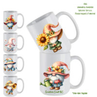 Ceramic Mug Printed 6 Designs WATERCOLOR ART PASTEL GNOMES Group A 15oz Capacity