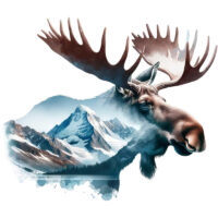 Alternative view of Tee Shirt Printed Adventure Outdoors Wildlife Silhouette Moose in Nature #08