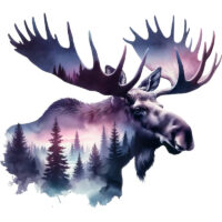 Alternative view of Tee Shirt Printed Adventure Outdoors Wildlife Silhouette Moose in Nature #10