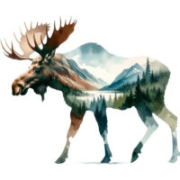 Alternative view of Tee Shirt Printed Adventure Outdoors Wildlife Silhouette Moose in Nature #11
