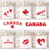 15”W x 16”H 5oz Cotton Shopping Tote All Natural Beige PRINT-READY Canada True North Kiss My Eh Proud as Puck