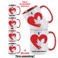 Ceramic Mug Printed 1 Design Canada True North I HEART ADD TEXT FREE 15oz RED