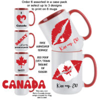 Ceramic Mug Printed 6 Designs Canada True North Kiss My Eh Proud as Puck 15oz RED