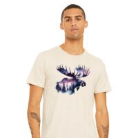 Tee Shirt Printed Adventure Outdoors Wildlife Silhouette Moose in Nature #10