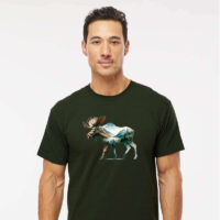 Tee Shirt Printed Adventure Outdoors Wildlife Silhouette Moose in Nature #11