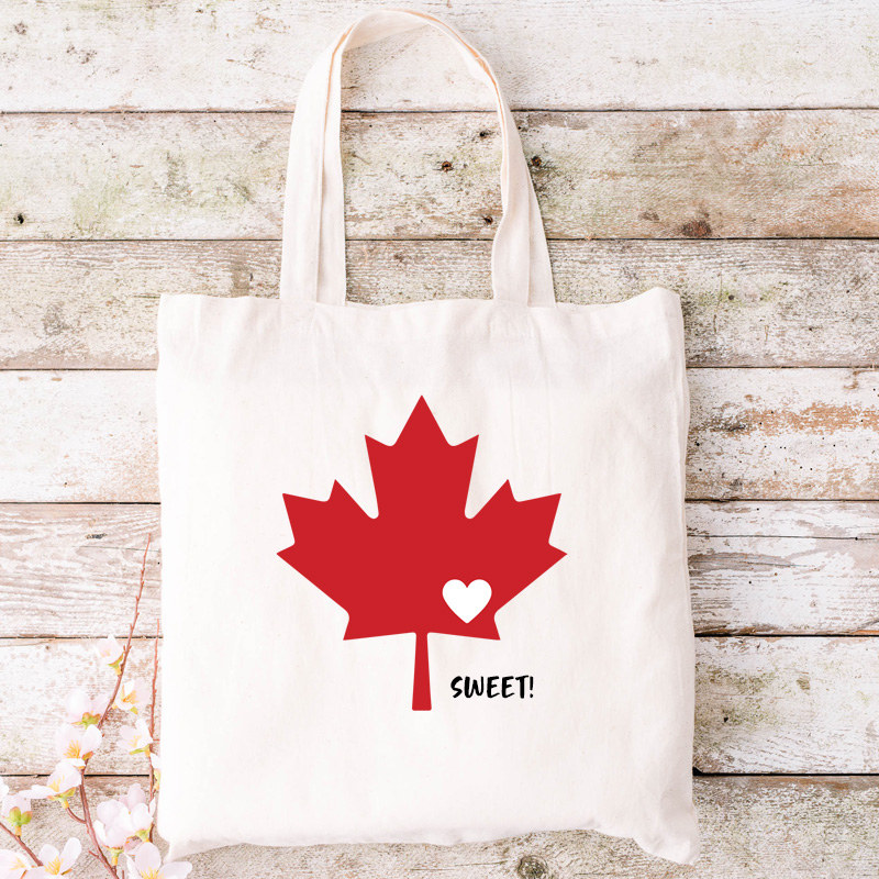 15”W x 16”H 5oz Cotton Shopping Tote All Natural Beige PRINT-READY Canada True North Kiss My Eh Proud as Puck - Image 5