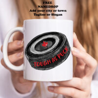 Alternative view of Ceramic Mug Printed 6 Designs Canada True North Proud as Puck Hockey Puck 11oz ALL WHITE