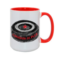 Alternative view of Ceramic Mug Printed 6 Designs Canada True North Proud as Puck Hockey Puck 15oz RED