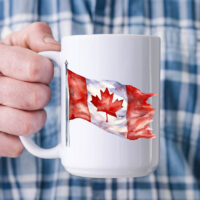 Ceramic Mug Printed 1 Design Watercolor Windblown Canadian Flag 11oz Capacity