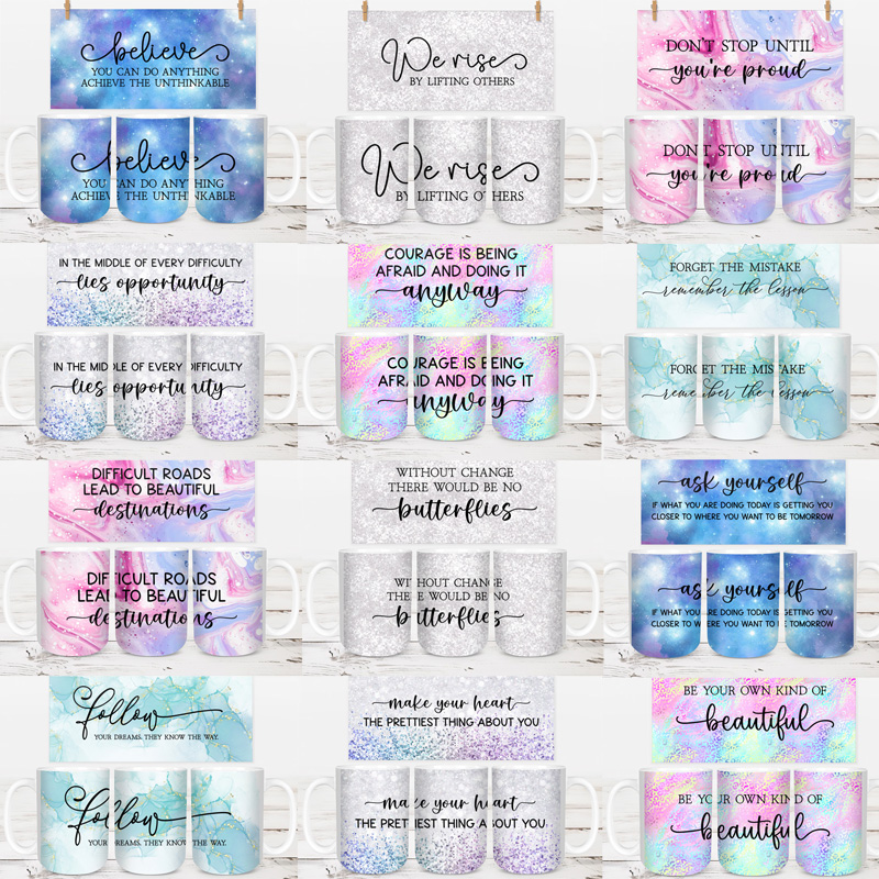 Ceramic Mug Printed 6 Designs Wrap Glitter Galaxy Inspirational Group A 11oz Capacity - Image 9
