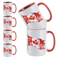 Alternative view of Ceramic Mug Printed 1 Design Watercolor Windblown Canadian Flag 11oz Capacity