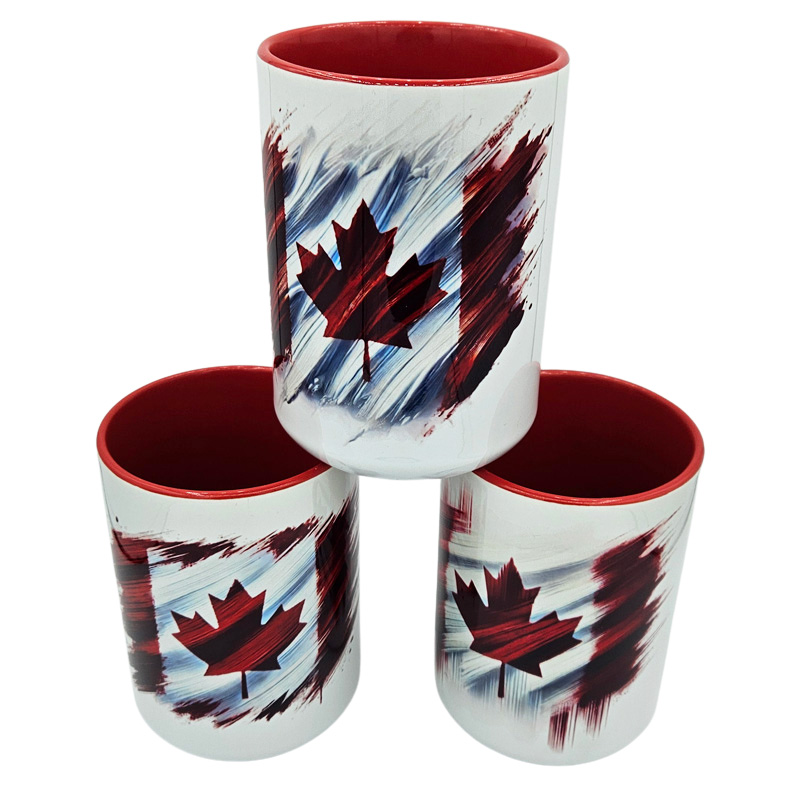 Ceramic Mug Printed 6 Designs Canada Flag Brush Strokes 11oz Capacity - Image 2