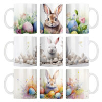 Alternative view of Ceramic Mug Printed 6 Designs Wrap Easter Bunnies Group 15oz Capacity