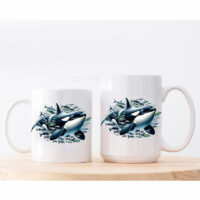 Alternative view of Ceramic Mug Printed 6 Designs Aquatic Marine Life Orca 11oz Capacity