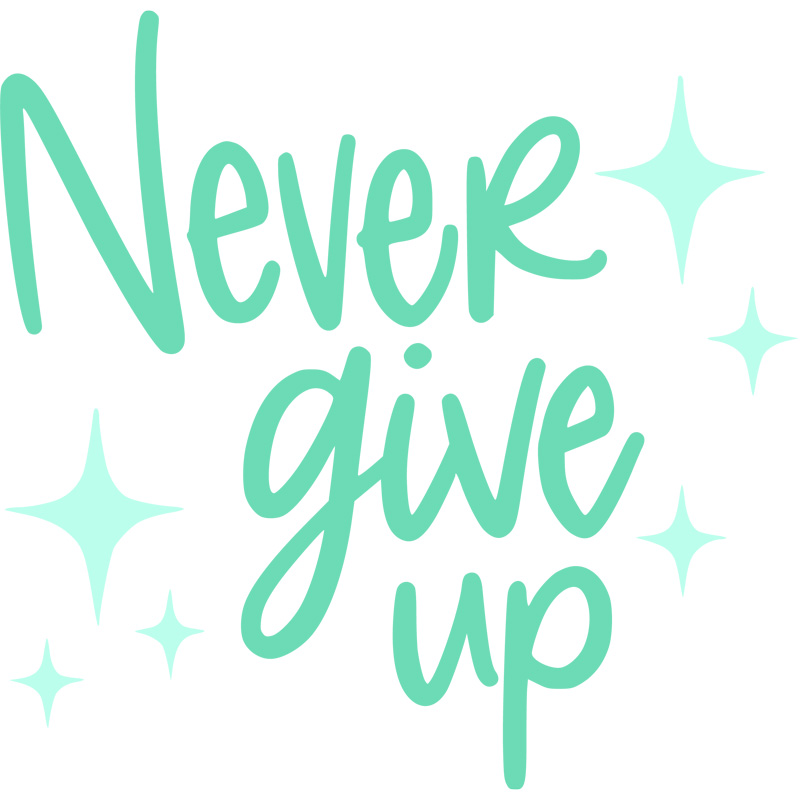 Tee Shirt Printed Pastel Coloured Quotes - Never Give Up - Image 3