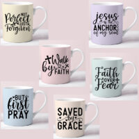 Ceramic Mug Printed 6 Designs Pastel Inspiring Faith Quotes Group B 15oz Capacity