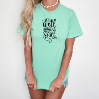 Tee Shirt Printed Black & White Religious Sayings Designs - It Is Well With My Soul #01