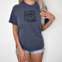Alternative view of Tee Shirt Printed Black & White Religious Sayings Designs - His Grace Is Enough