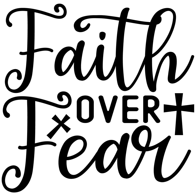 Tee Shirt Printed Black & White Religious Sayings Designs - Faith Over Fear - Image 3