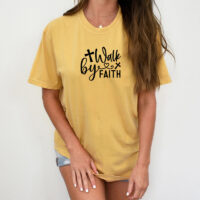 Tee Shirt Printed Black & White Religious Sayings Designs - Walk By Faith