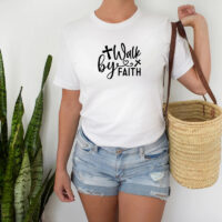 Alternative view of Tee Shirt Printed Black & White Religious Sayings Designs - Walk By Faith