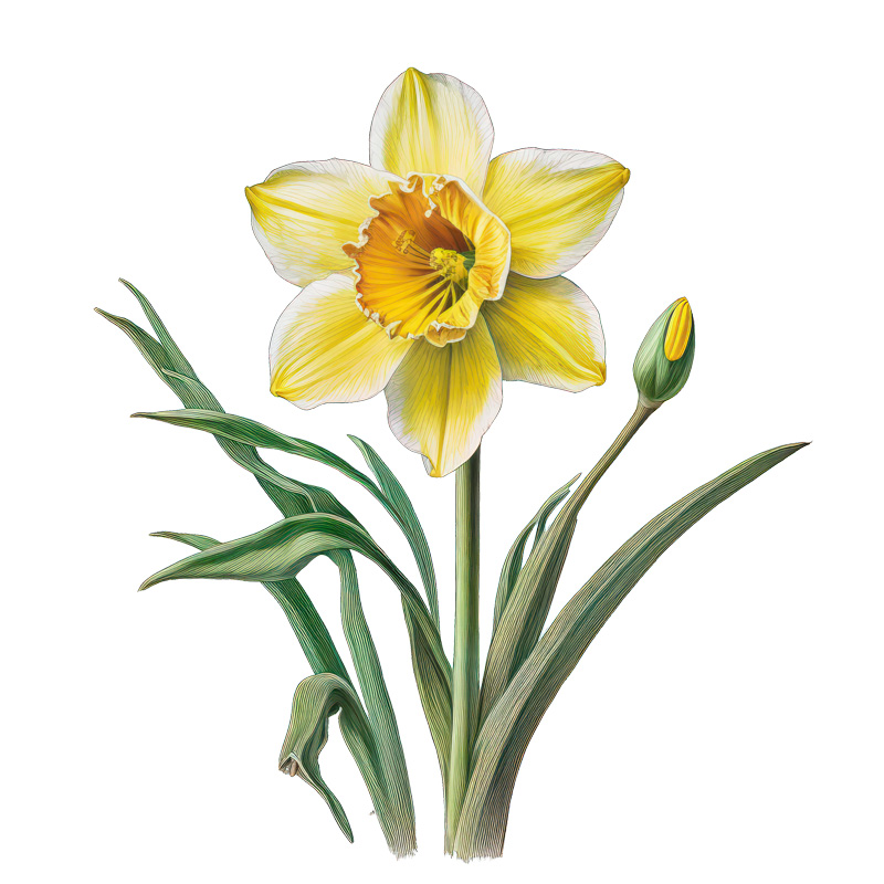 Tee Shirt Printed Daffodil #05 - Image 3