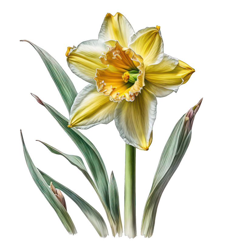 Tee Shirt Printed Daffodil #06 - Image 3