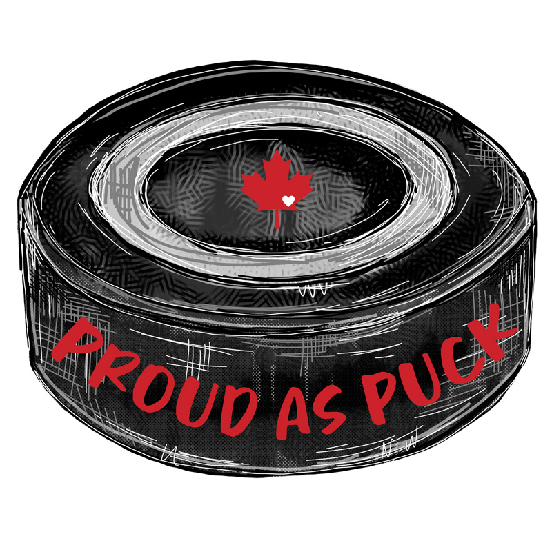 Tee Shirt Printed Canada True North Proud as Puck Hockey Puck