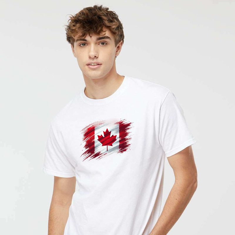 Tee Shirt Printed Canada Flag Brush Strokes A #01 - Image 2