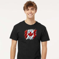 Tee Shirt Printed Canada Flag Brush Strokes B #02
