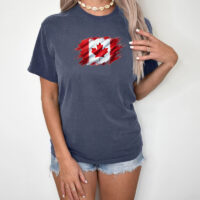 Tee Shirt Printed Canada Flag Brush Strokes C #03