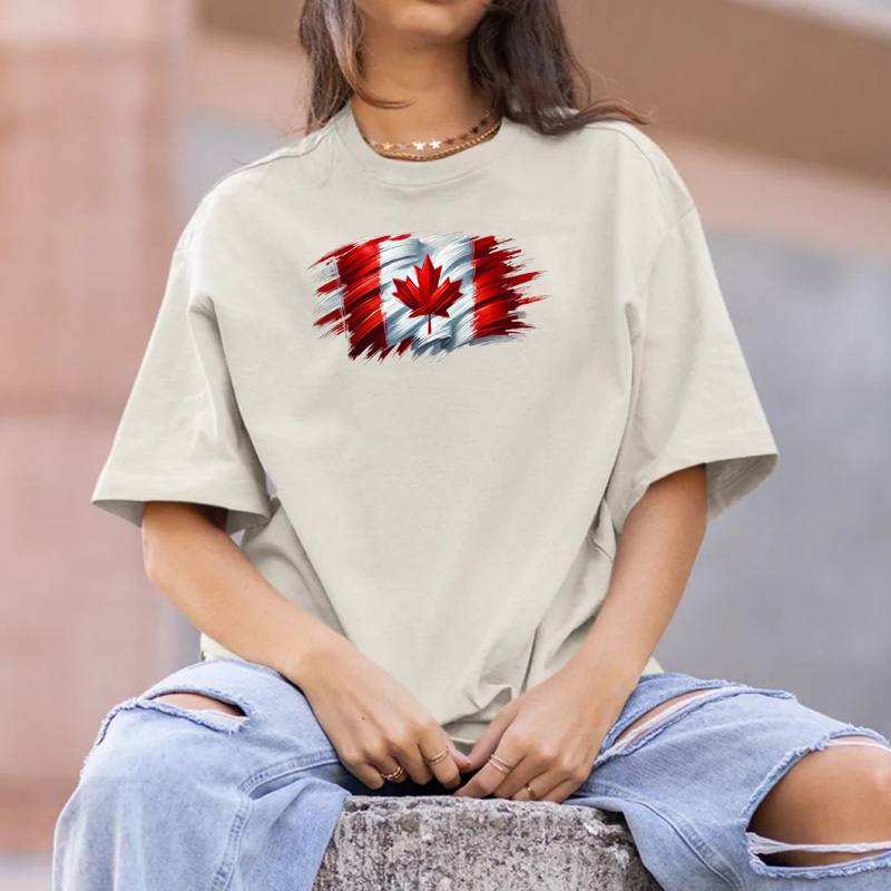 Tee Shirt Printed Canada Flag Brush Strokes D #04 - Image 2