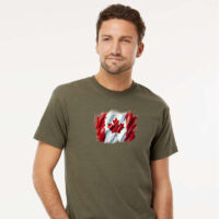 Tee Shirt Printed Canada Flag Brush Strokes F #06