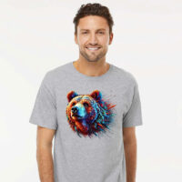 Tee Shirt Printed Splatter Paint Bear #04