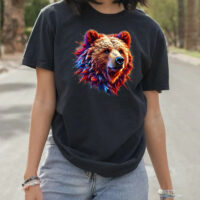 Tee Shirt Printed Splatter Paint Bear #05