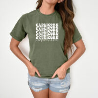 Tee Shirt Printed Retro Astrological Sign Capricorn