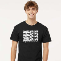 Tee Shirt Printed Retro Astrological Sign Aquarius