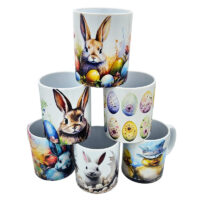 Ceramic Mug Printed 6 Designs Wrap Easter Bunnies Group 11oz Capacity