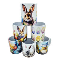 Ceramic Mug Printed 6 Designs Wrap Easter Bunnies Group 15oz Capacity