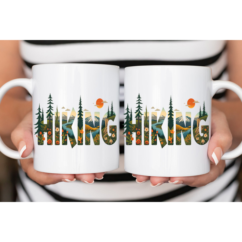Ceramic Mug Printed 6 Designs OUTDOOR ADVENTURE Hiking Wander Landscape Floral 6 Designs Group 11oz Capacity *minimum order 6 mugs* (order in increments of 6) - Image 7