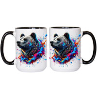 Alternative view of Ceramic Mug Printed 6 Designs WILDLIFE WOODLAND ANIMALS Splatter Paint Bear 6 Designs Group 15oz Capacity Black Inner & Handle *minimum order 6 mugs* (order in increments of 6)