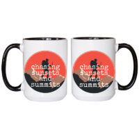 Alternative view of Ceramic Mug Printed 6 Designs OUTDOOR ADVENTURE Hiking Edgy Minimalist with Imagery 6 Designs GROUP A 15oz Capacity Black Inner & Handle *minimum order 6 mugs* (order in increments of 6)